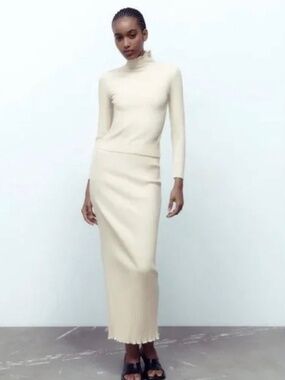 Zara Long Ribbed Skirt